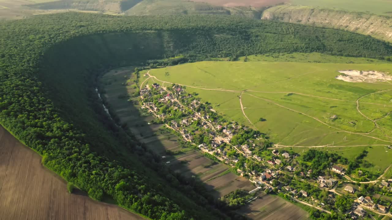 Aerial drone view of the Old Orhei historical and archaeological complex in Moldova
