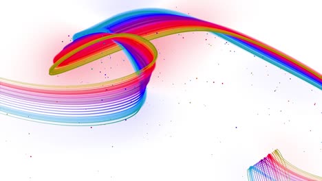 다채로운 파동선 또는 아름다운 줄무의 리본이 공중에 날아가며 색 배경에서 부드럽게 진동하고 파동합니다. 3d 추상 루프 크리에이티브 4k 배경과 루마 매트.