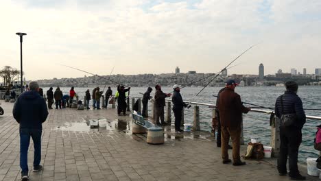 people fishing on the istanbul pier