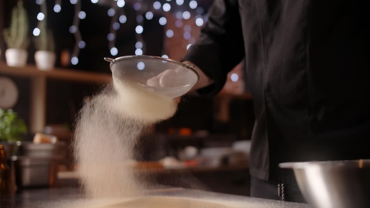 Chef Sifting Flour