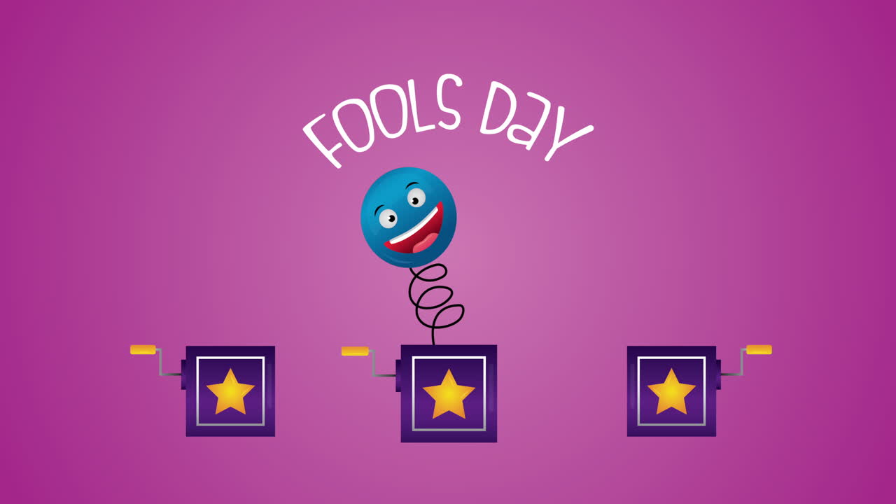 놀라운 상자와 미친 이모지와 함께 행복한 어리석음의 날 카드