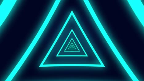 abstract motion graphic background endless loop with animation of triangle in futuristic tunnel neon light.