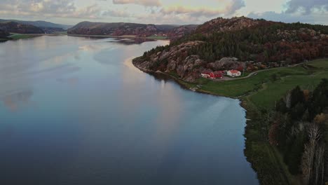 beautiful scenery of åbyfjorden close to nordens ark bohuslän sweden during daytime - aerial shot