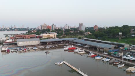 aerial footage of the yacht club in misiones, posadas in argentina