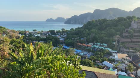 viewpoint of touristic phi phi islands at sunset