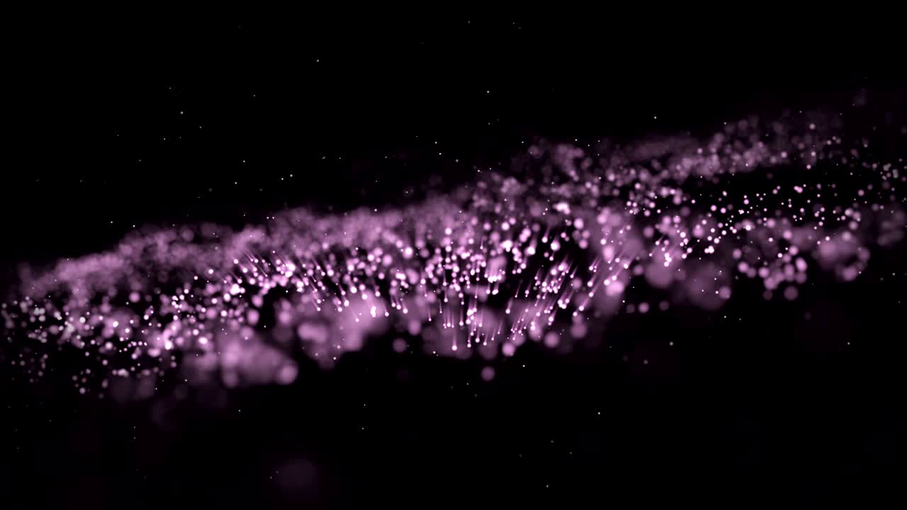4K motion abstract of luxury particles violet dust with stars on black background. background violet movement, seamless loop