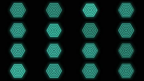 patrón de hexágonos geométricos pulsantes con luz de neón en estilo casino
