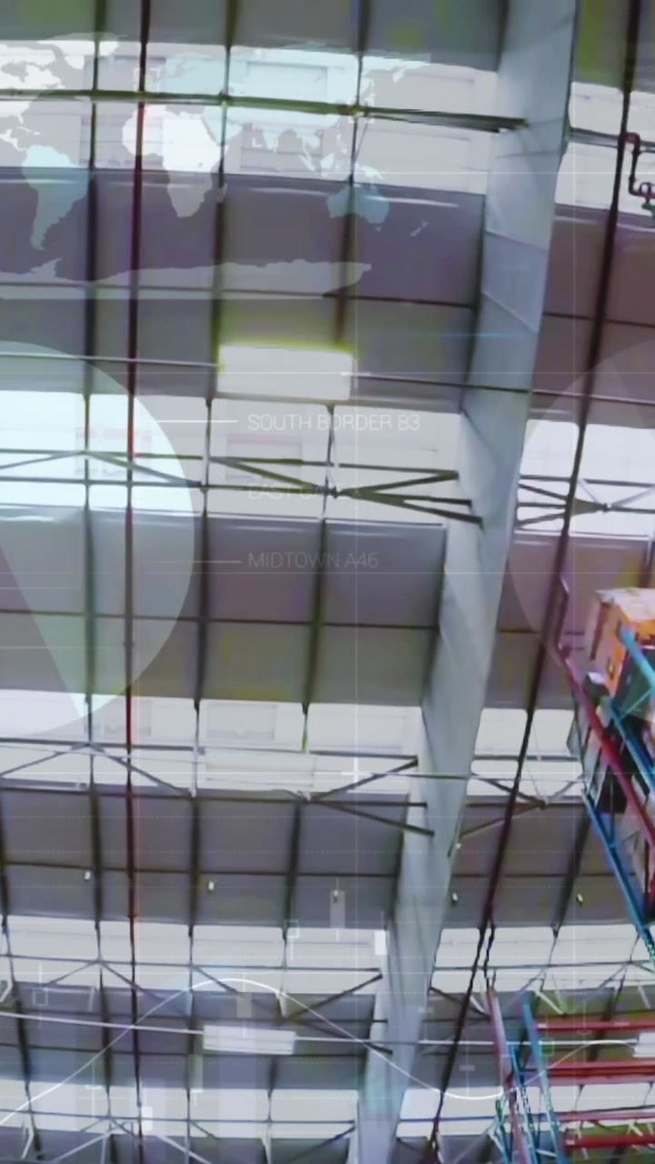 Animation of data processing over empty warehouse