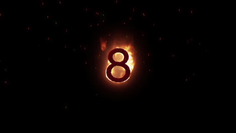 number 8 appearing in fire