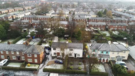 vista aérea blanco escarchado invierno pueblo residencial barrio urbanización tejados