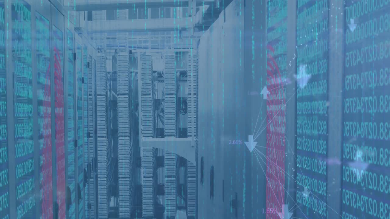 컴퓨터 서버를 통해 데이터 처리의 애니메이션