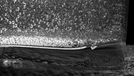 close-up of bubbles in soda water