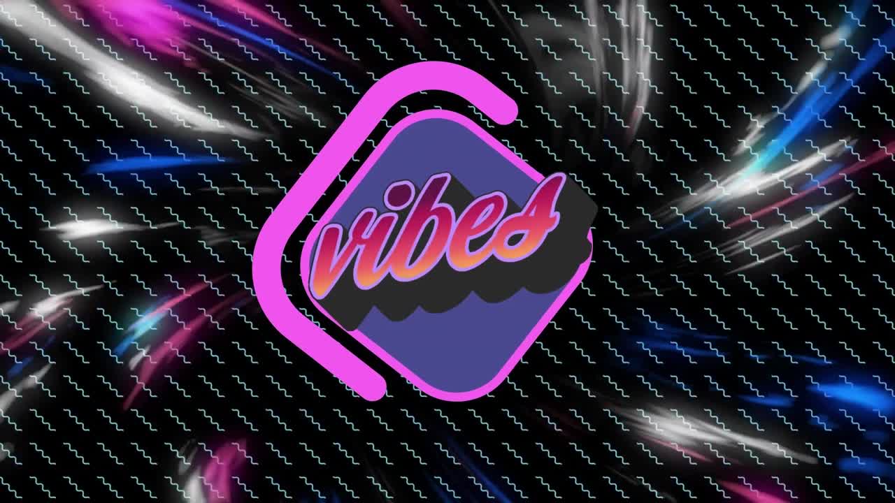 Animation of vibes text over shapes
