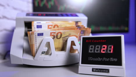 banking financial money currency counting. counting machine calculation.