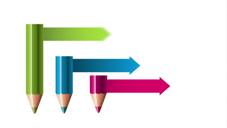 colors pencil with statistics arrows animation