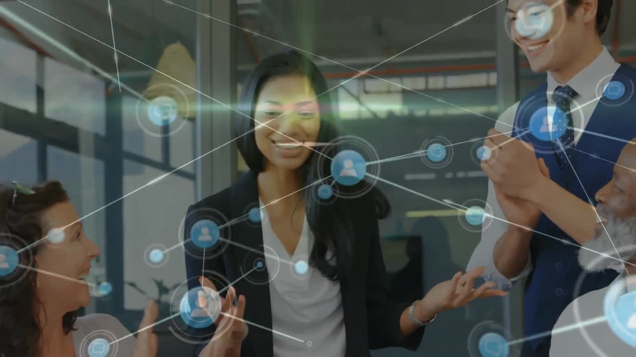 다양한 사업가들과의 아이콘과의 연결 네트워크의 활성화