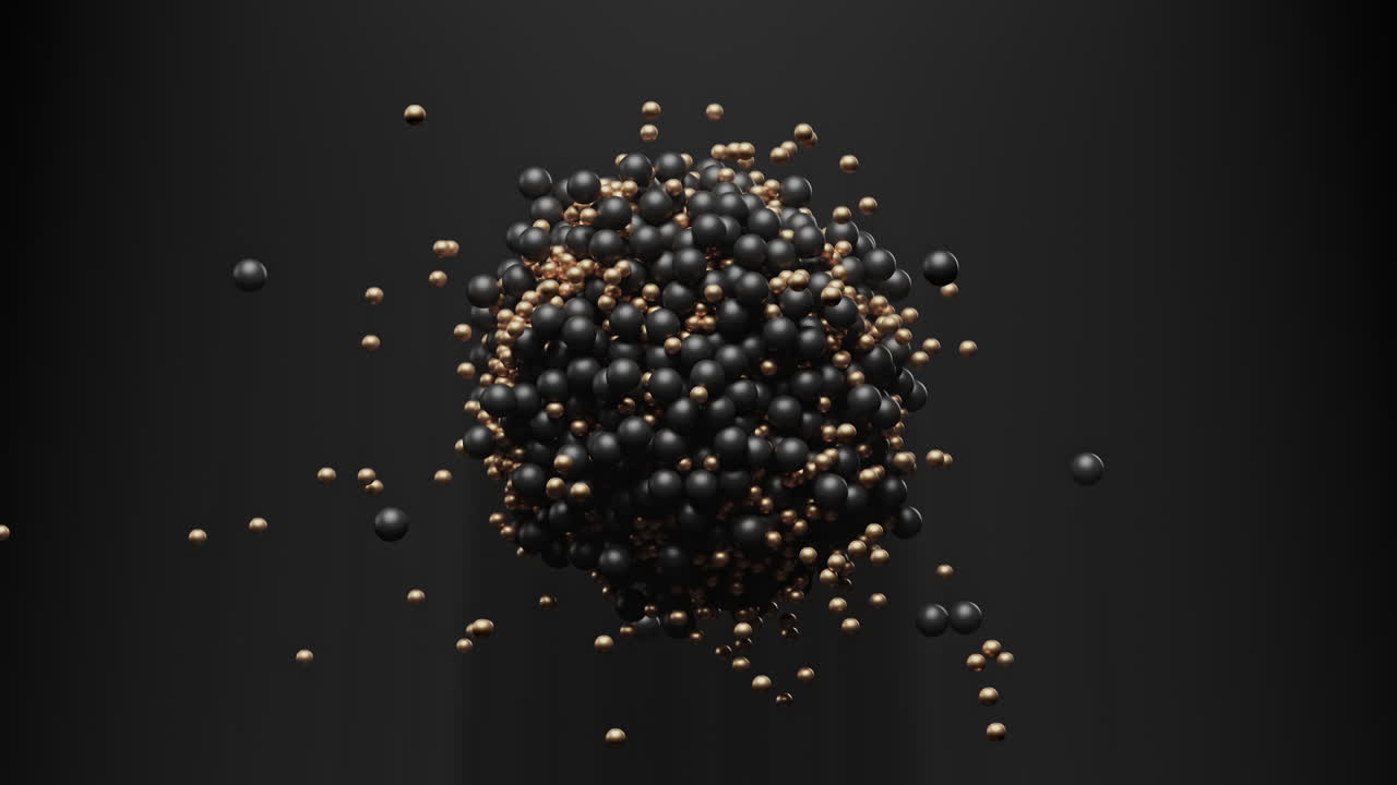 negras y doradas bolas geométricas 3d golpearse entre sí con un imán en una pila en forma de una bola en