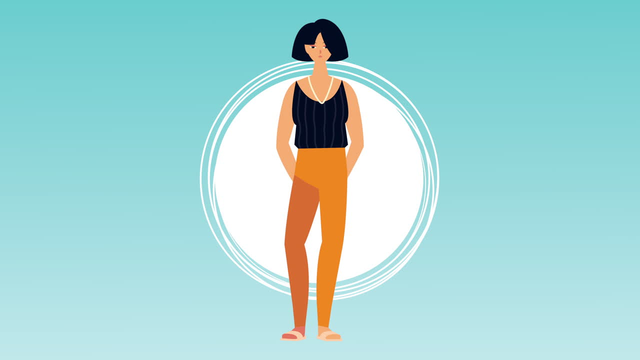 Una mujer hermosa con el cabello corto.