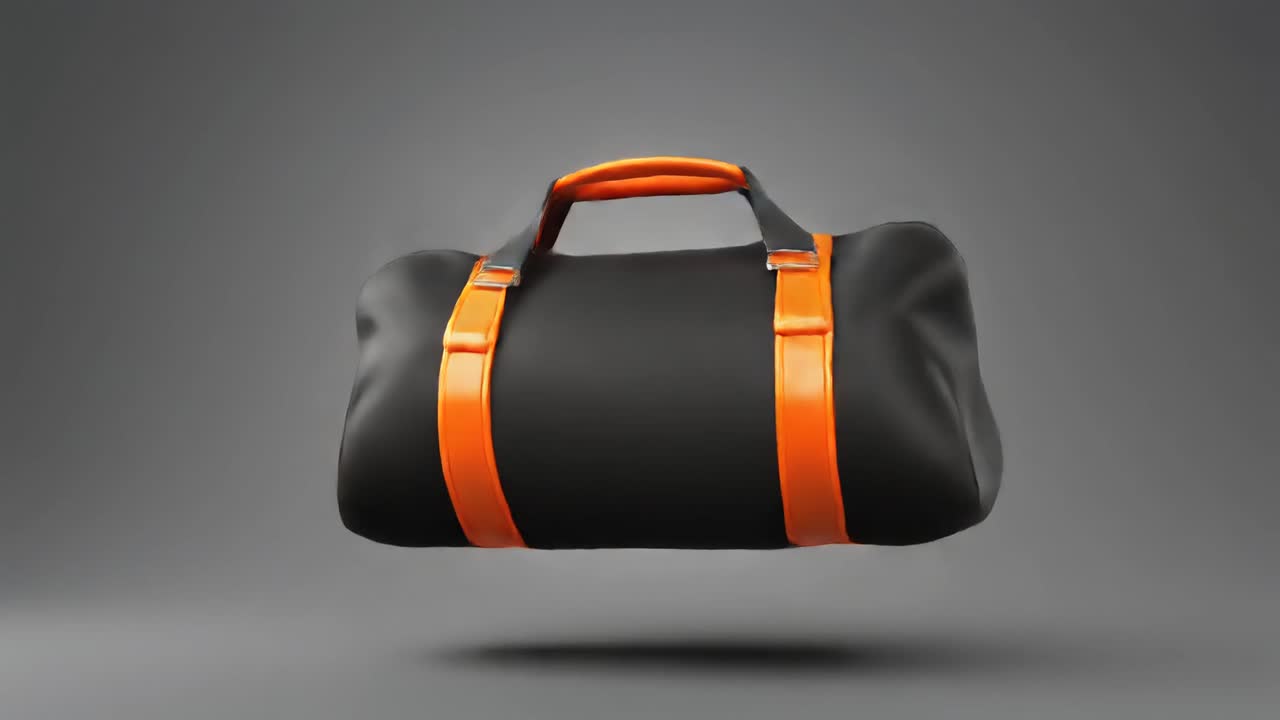 กระเป๋า Duffel สีดำส้มลอยและหมุน