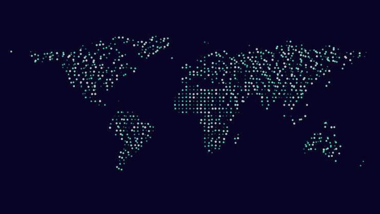 World map formed by dots a unique visualization of global locations