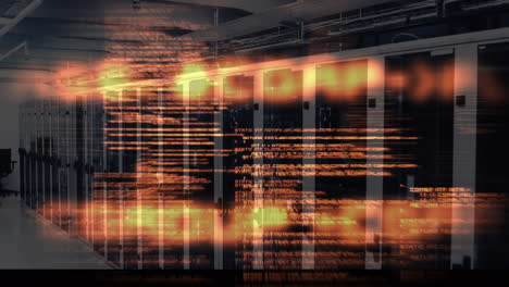 animación del procesamiento de datos a través de servidores informáticos