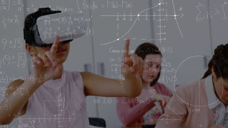 animación de ecuaciones matemáticas sobre escolares utilizando auriculares vr