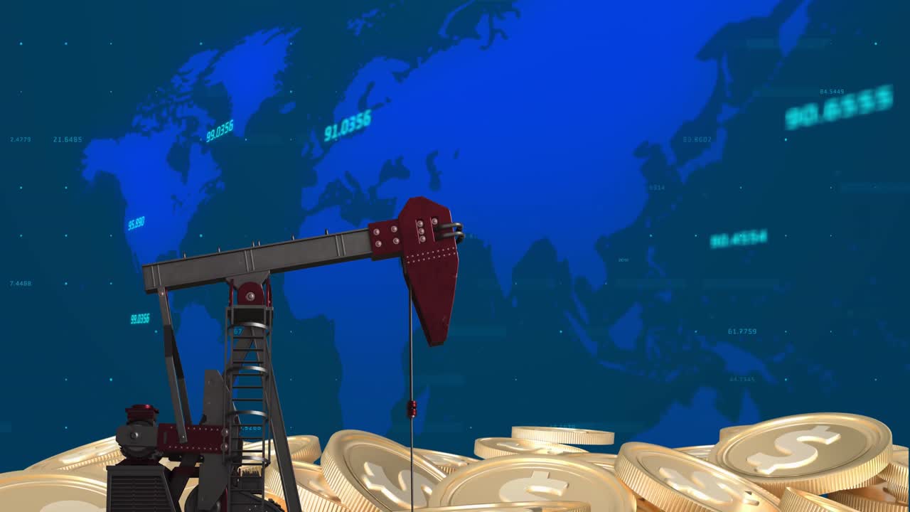 animación de gráficos financieros sobre la bomba de la refinería