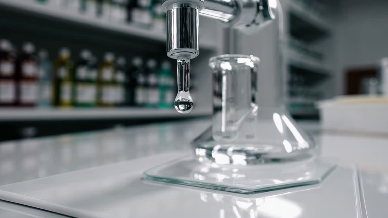 Laboratory equipment with a drop of liquid