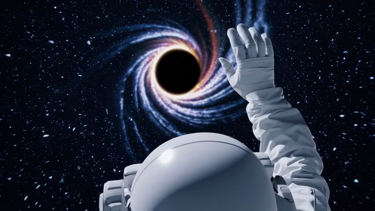Astronauta Observando um Buraco Negro no Espaço