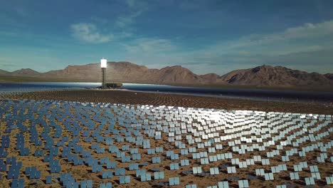 drone aerial over a vast solar power generating facility at primm nevada 4