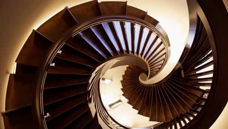 elegant spiral staircase viewed from below