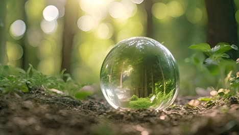 a tranquil glass ball in the enchanting forest