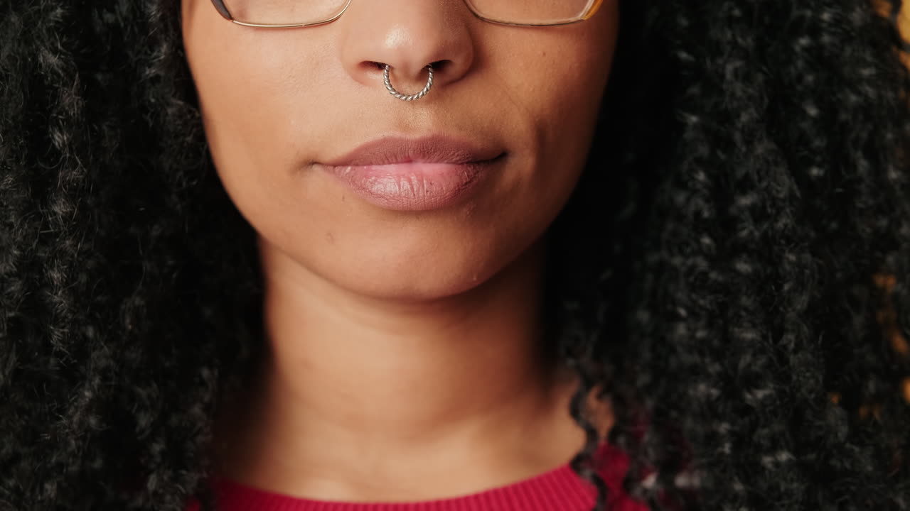 Close Up of Young African American Woman Smiling