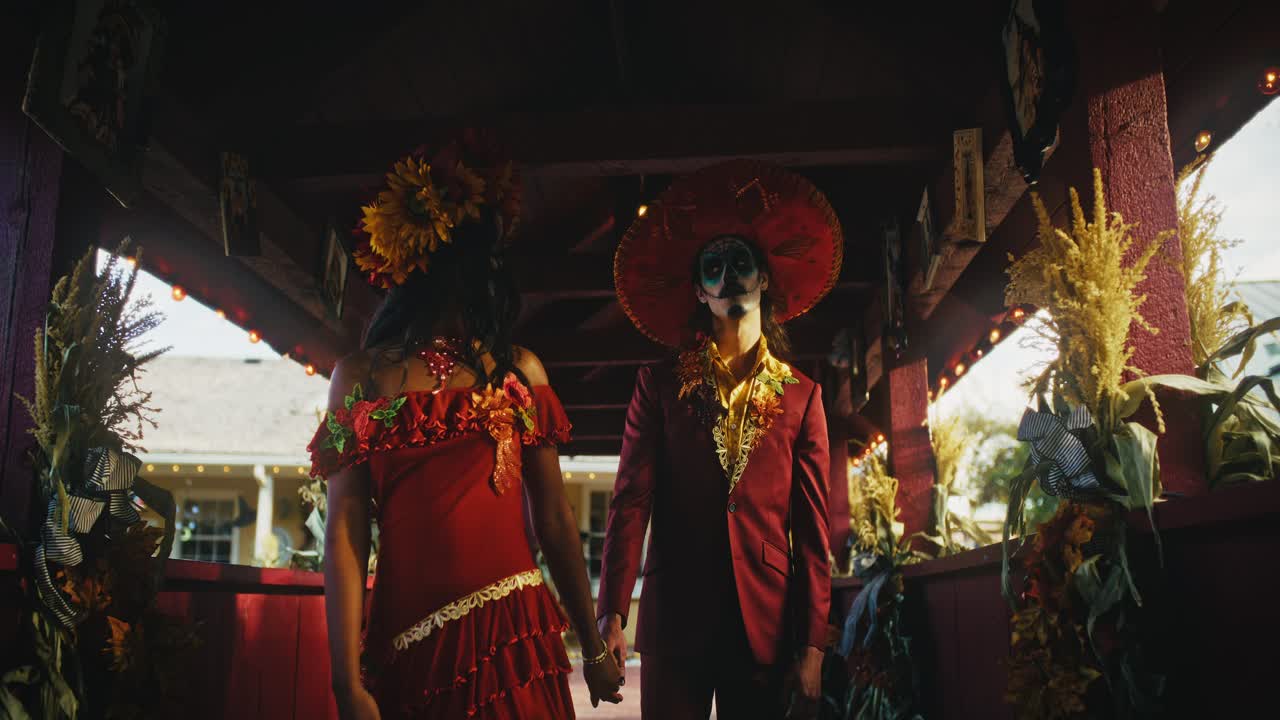 Couple in Day of the Dead Costumes
