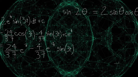 animation of mathematical data processing over black background