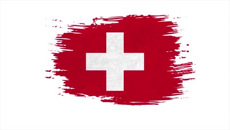 stroke brush the national flag of switzerland in stop motion effect. switzerland flag brush strokes art background.