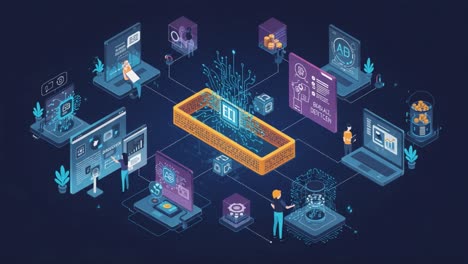 exploring digital ecosystems: an illustration of data flow and interactions within a virtual environment