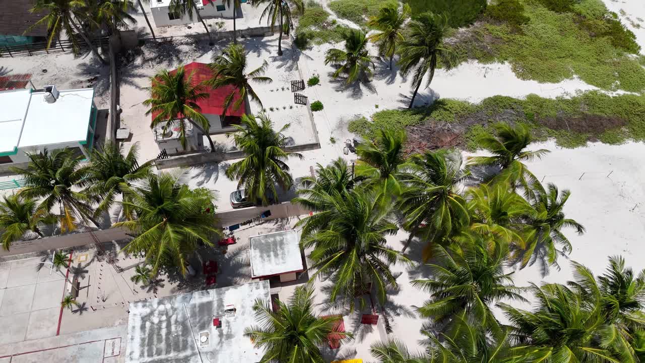 El Cuyo, Caribean coastal town in Yucatan Mexico, aerial view on a sunny day
