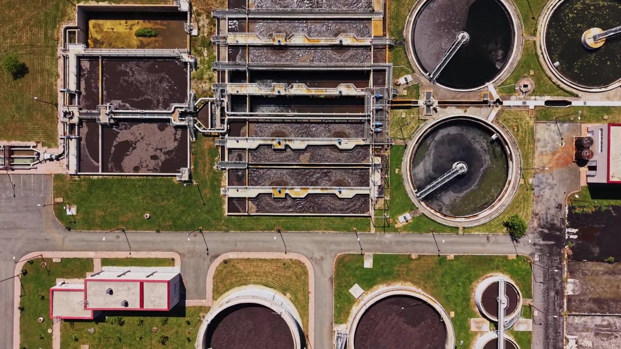Wastewater treatment facility located in a city undergoing maintenance work