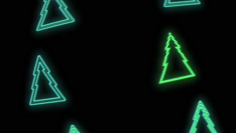 Christmas-trees-pattern-with-neon-pulsing-light-on-black-gradient