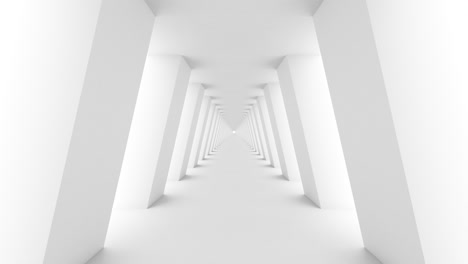 futuristic empty white corridor with rectangular walls and bright light