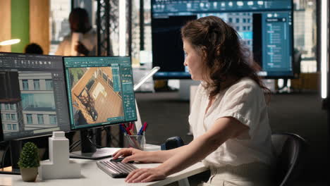 vertical video property developer analyzing real estate blueprints and infrastructure design