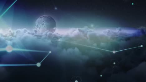animación de la red de conexiones en el cielo