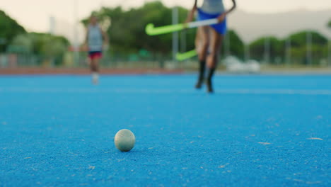 closeup of young hockey players running towards