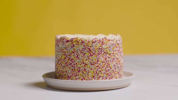 Studio Shot Of Birthday Cake Covered With Hundreds And Thousands Decorations 2