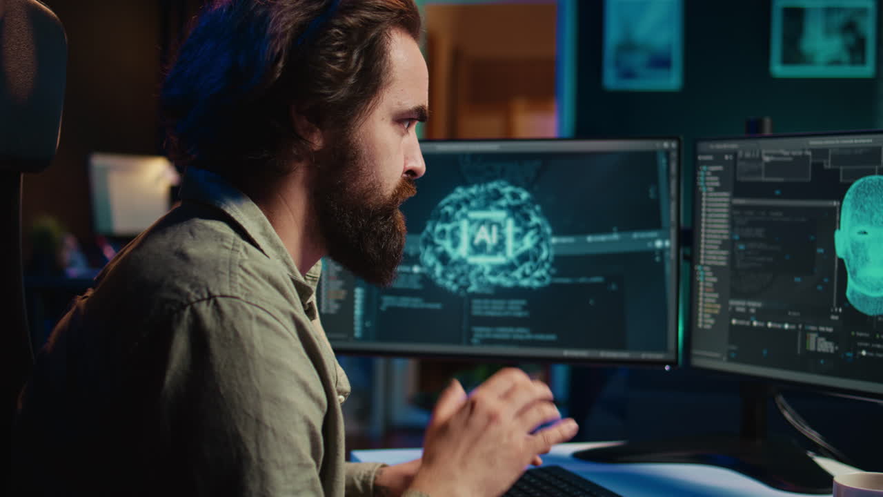 Developer programming complex AI, surprised after it gains sentience