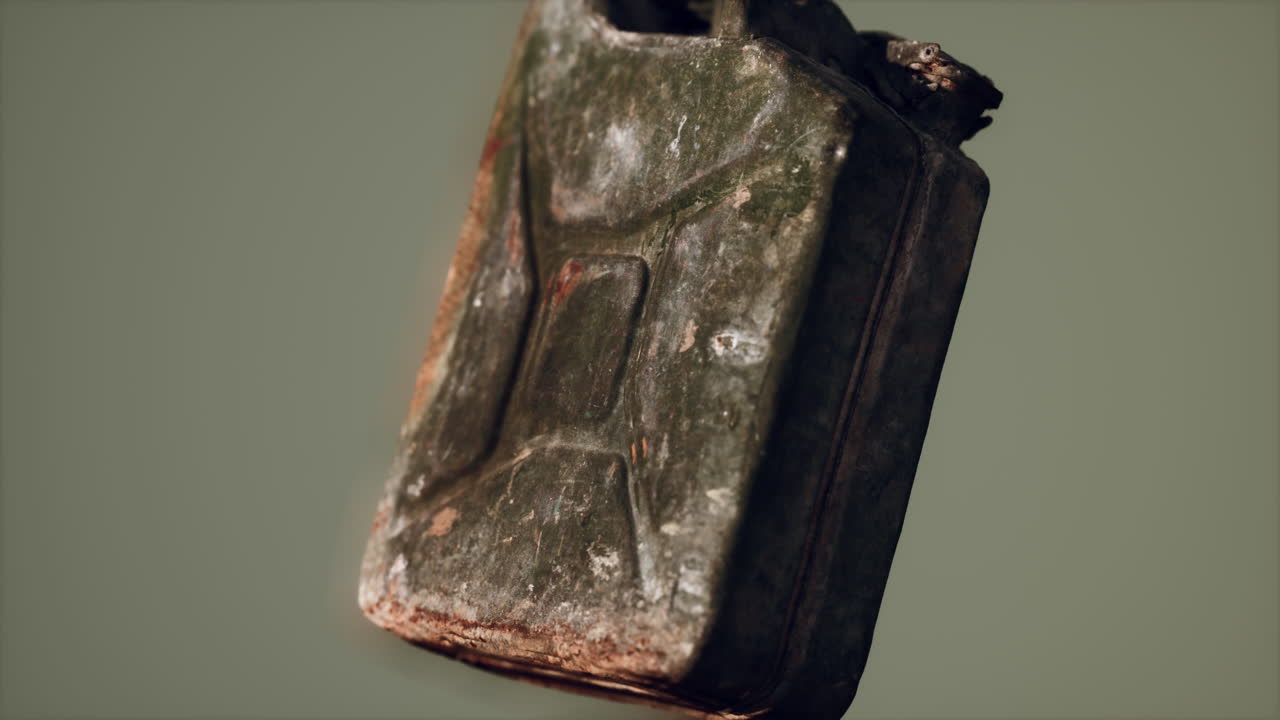 viejo depósito de combustible oxidado del ejército