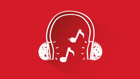 headphones icon with music notes