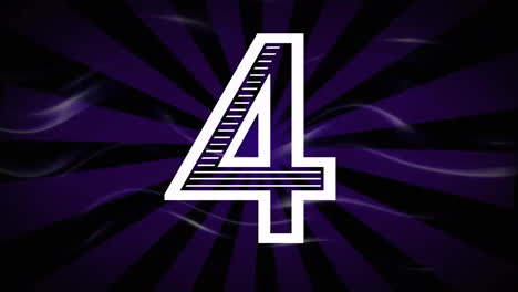 number five animated over purple and black radial background