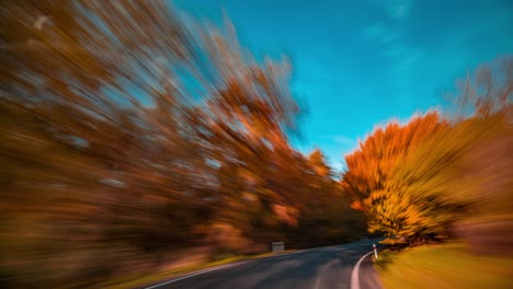 a drive on the narrow rural road in czechia